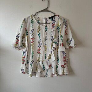 BCBGMaxAzria Floral Ruffle Top